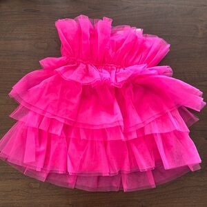 Bright Pink Strapless Tulle Dress from Thirty Thirty LA
